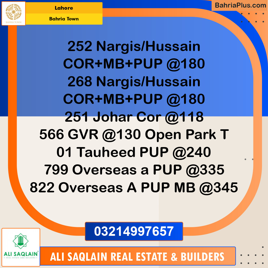 Residential Plot for Sale in Bahria Town, Lahore - (BP-225373)