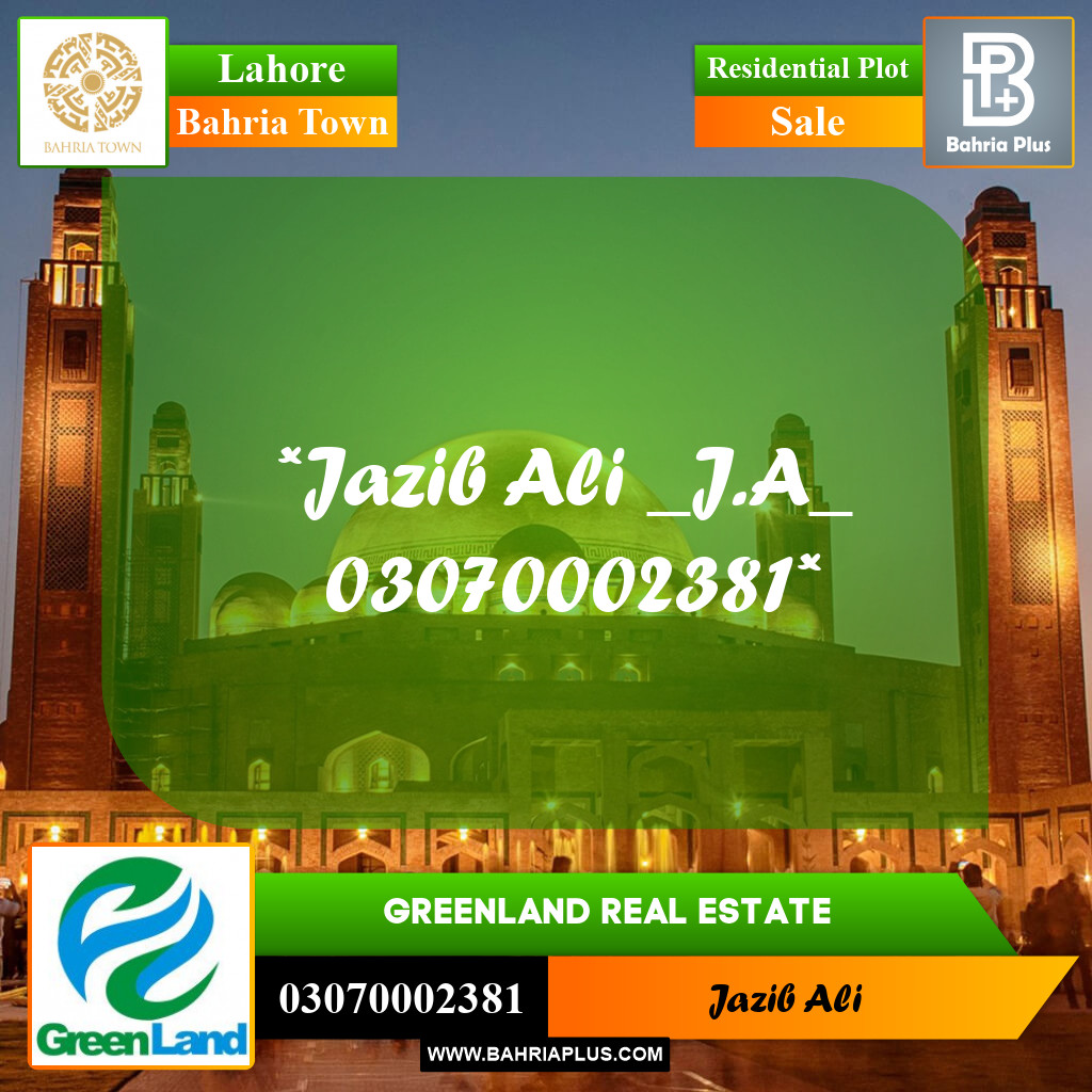 1 Kanal Residential Plot for Sale in Bahria Town, Lahore - (BP-225391)