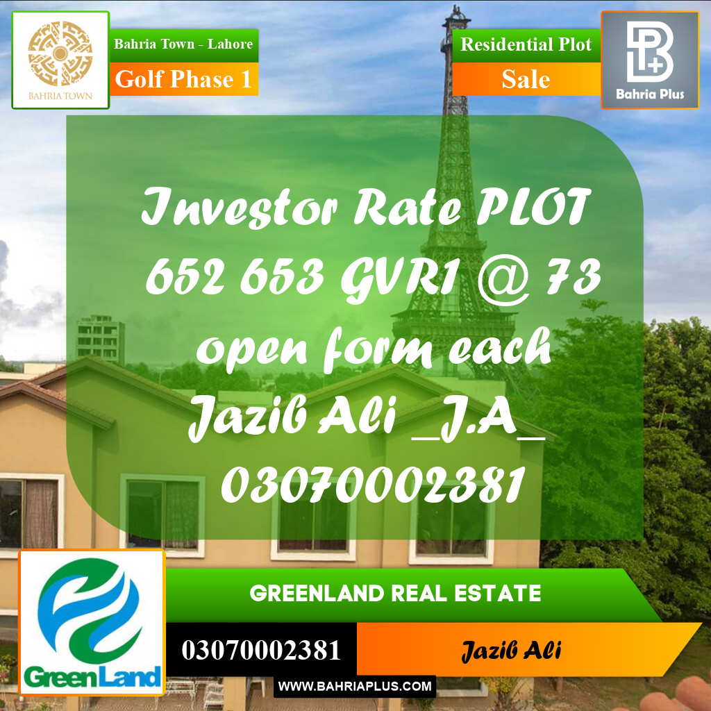 5 Marla Residential Plot for Sale in Golf Phase 1 -  Bahria Town, Lahore - (BP-225417)