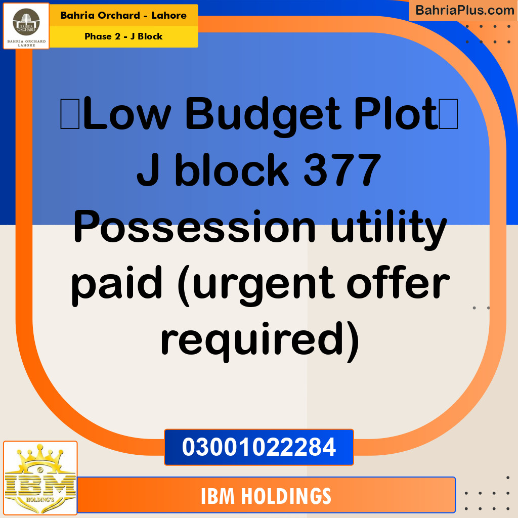8 Marla Residential Plot for Sale in Phase 2 - J Block - Bahria Orchard, Lahore - (BP-225420)
