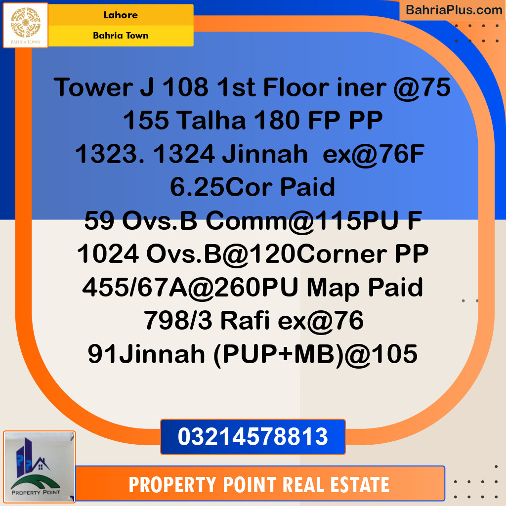 Residential Plot for Sale in Bahria Town, Lahore - (BP-225431)