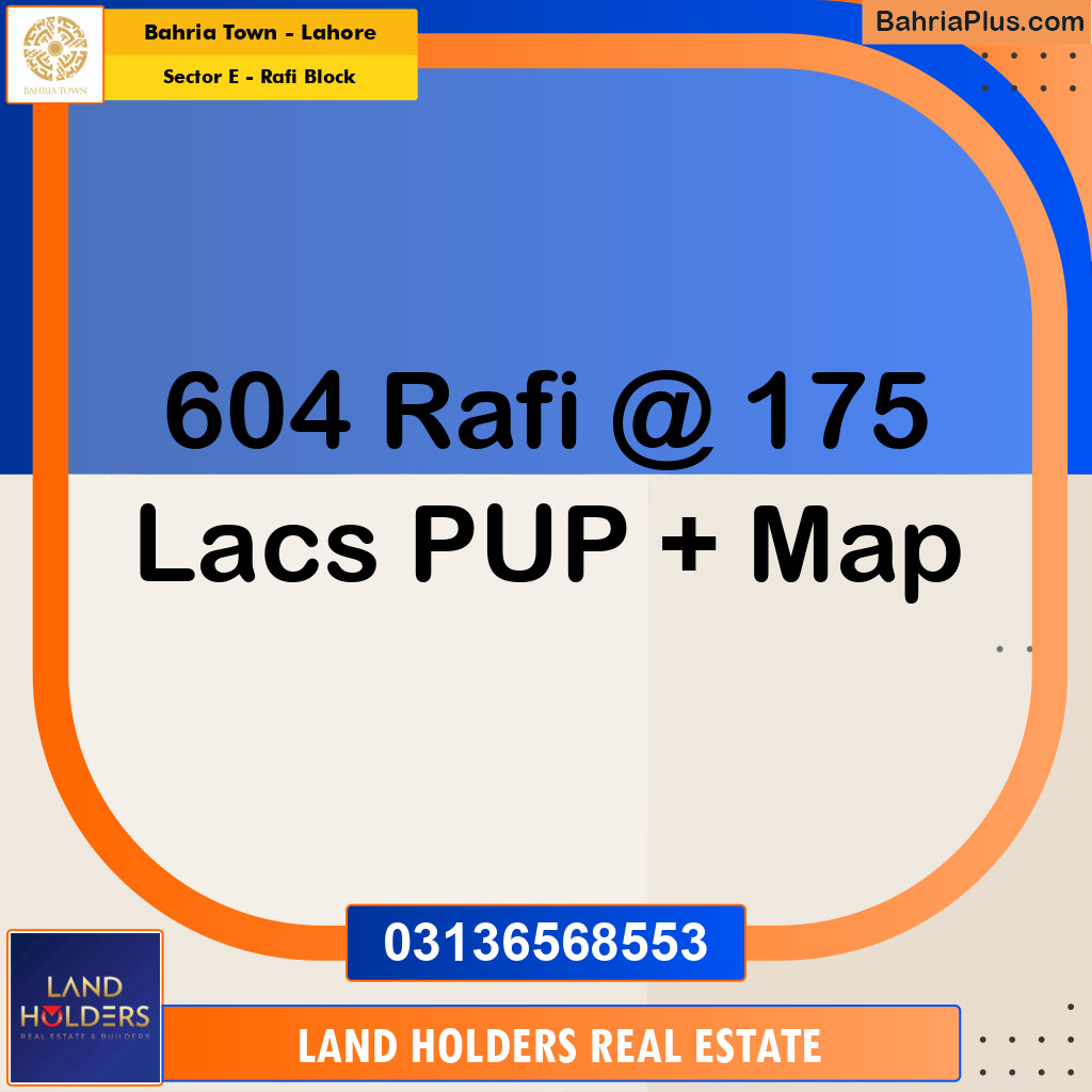 10 Marla Residential Plot for Sale in Sector E - Rafi Block -  Bahria Town, Lahore - (BP-225473)