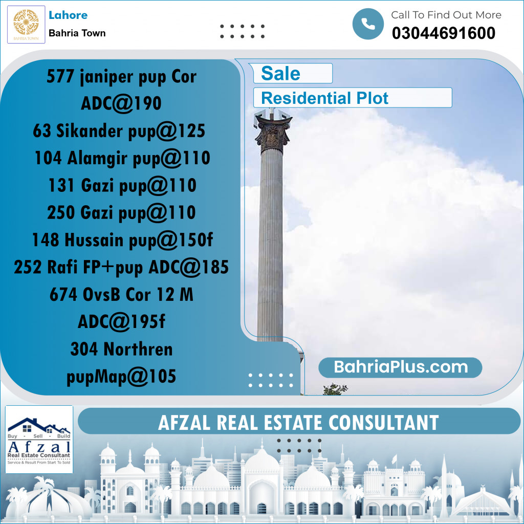 Residential Plot for Sale in Bahria Town, Lahore - (BP-225513)