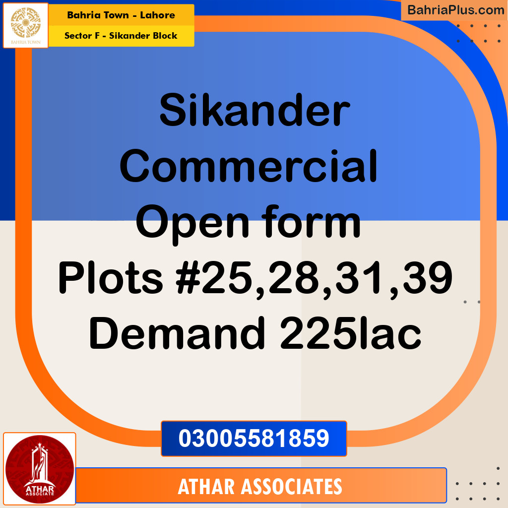 5 Marla Residential Plot for Sale in Sector F - Sikander Block - Bahria Town, Lahore - (BP-225543)