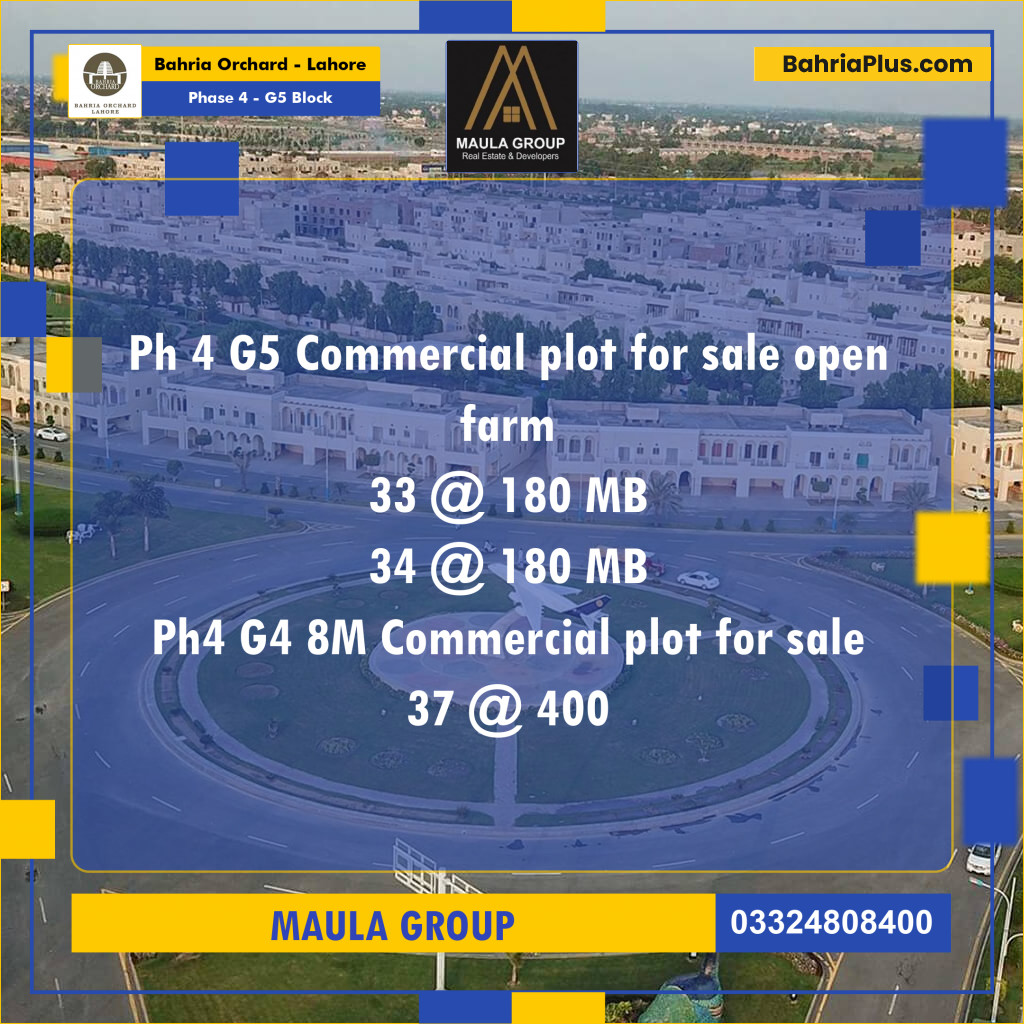 5 Marla Residential Plot for Sale in Phase 4 - G5 Block -  Bahria Orchard, Lahore - (BP-225555)