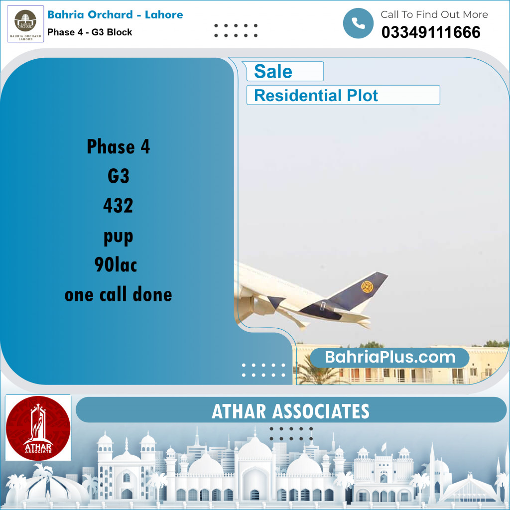 10 Marla Residential Plot for Sale in Phase 4 - G3 Block - Bahria Orchard, Lahore - (BP-225605)