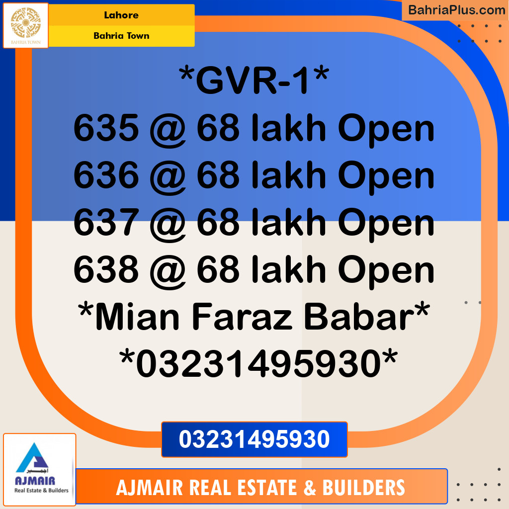 Residential Plot for Sale in Bahria Town, Lahore - (BP-225609)