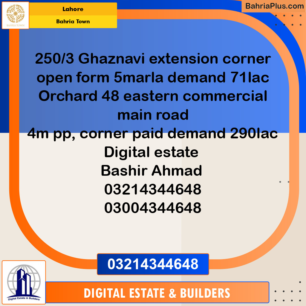 Residential Plot for Sale in Bahria Town, Lahore - (BP-225610)