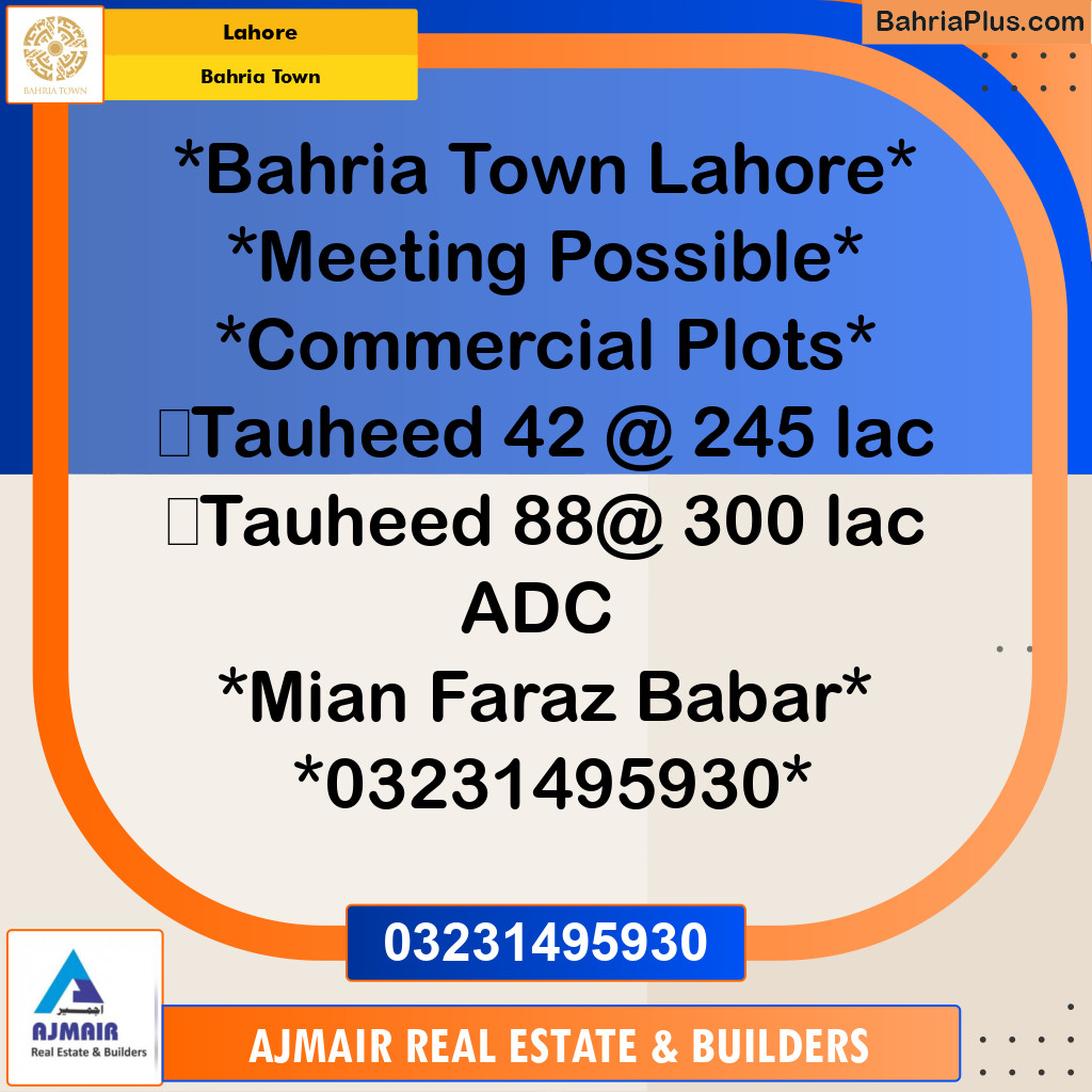 Commercial Plot for Sale in Bahria Town, Lahore - (BP-225612)