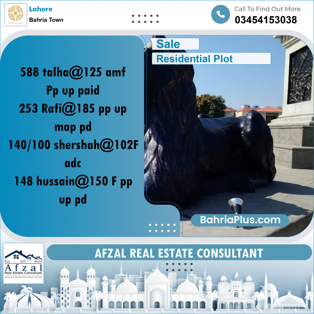 Residential Plot for Sale in Bahria Town, Lahore - (BP-225615)