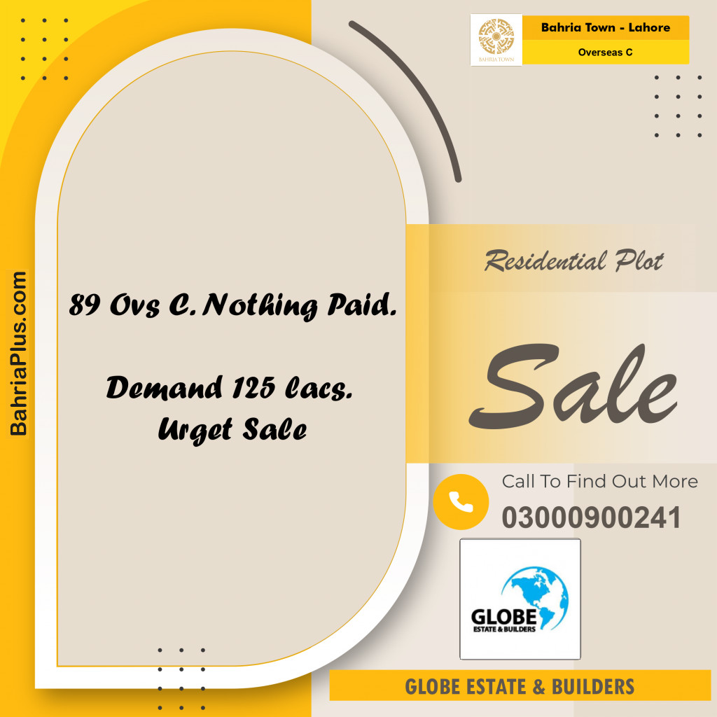 10 Marla Residential Plot for Sale in Overseas C - Bahria Town, Lahore - (BP-225616)