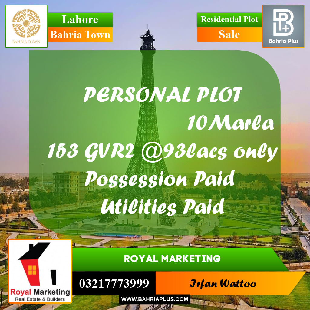 Residential Plot for Sale in Bahria Town, Lahore - (BP-225621)