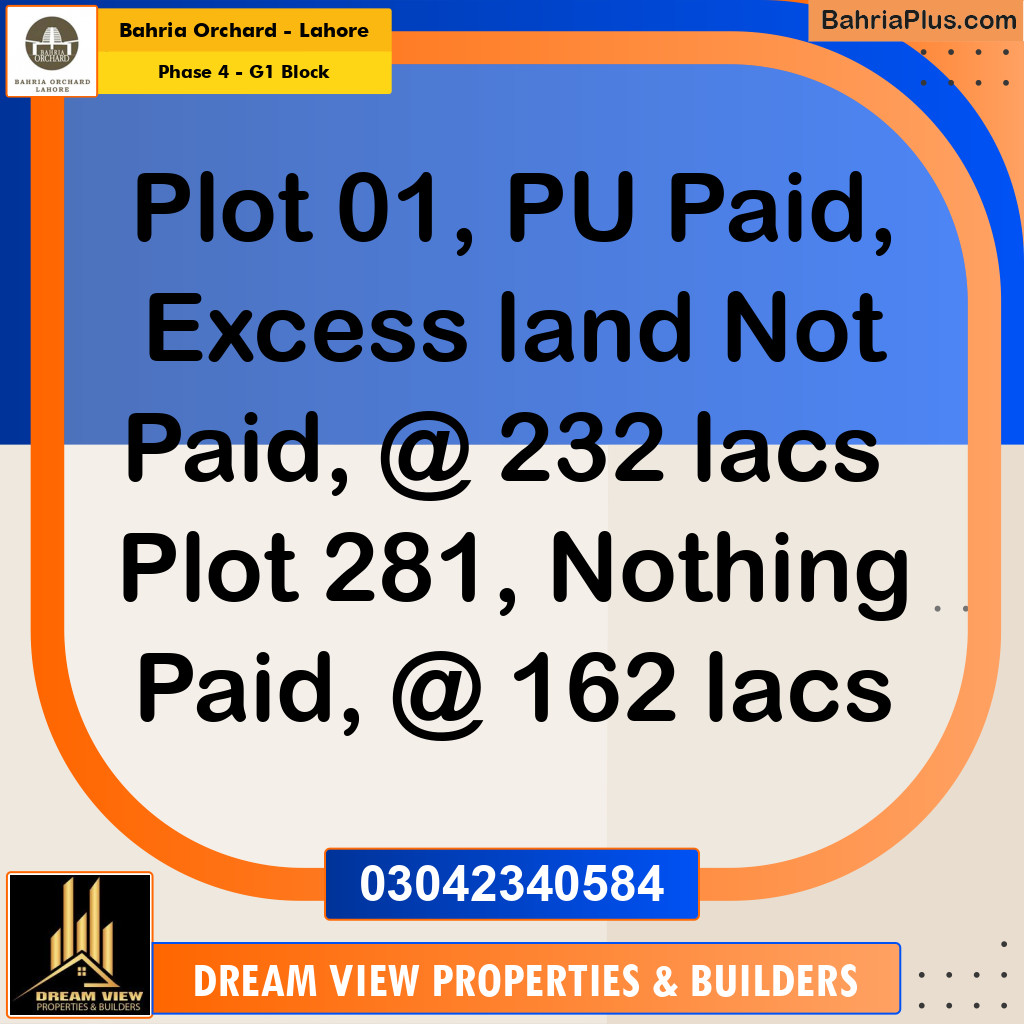 1 Kanal Residential Plot for Sale in Phase 4 - G1 Block -  Bahria Orchard, Lahore - (BP-225679)