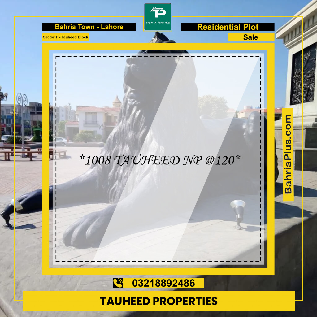 10 Marla Residential Plot for Sale in Sector F - Tauheed Block -  Bahria Town, Lahore - (BP-225703)