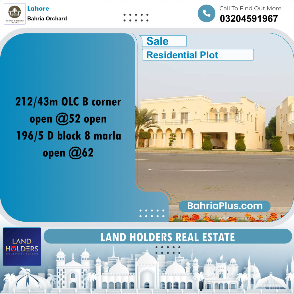 Residential Plot for Sale in Bahria Orchard, Lahore - (BP-225719)