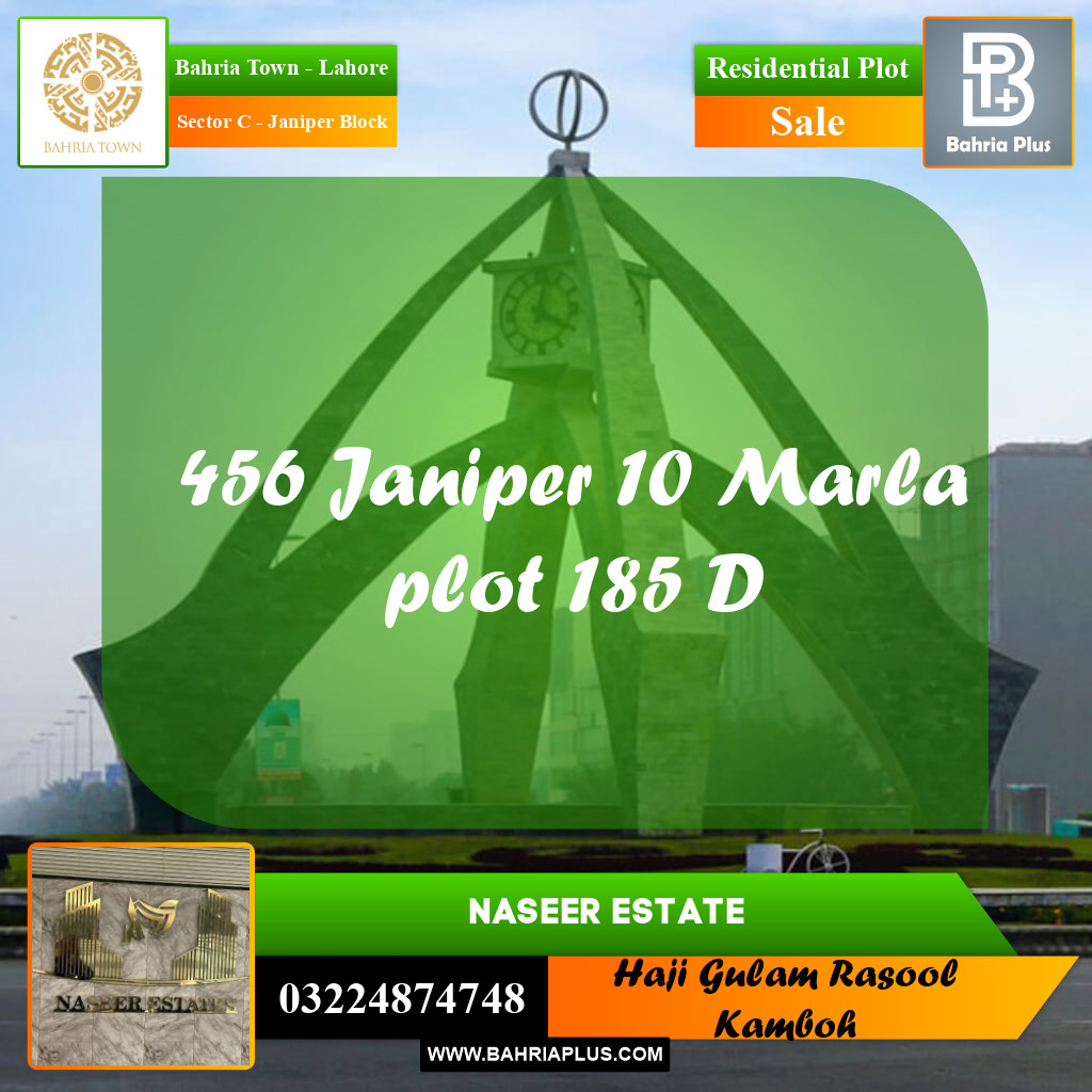 10 Marla Residential Plot for Sale in Sector C - Janiper Block - Bahria Town, Lahore - (BP-225762)