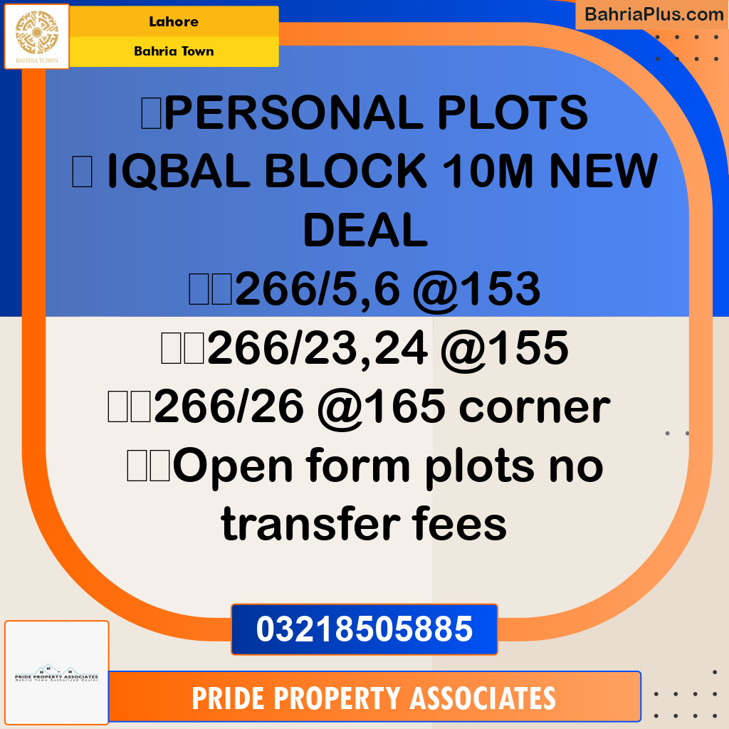 Residential Plot for Sale in Bahria Town, Lahore - (BP-225765)