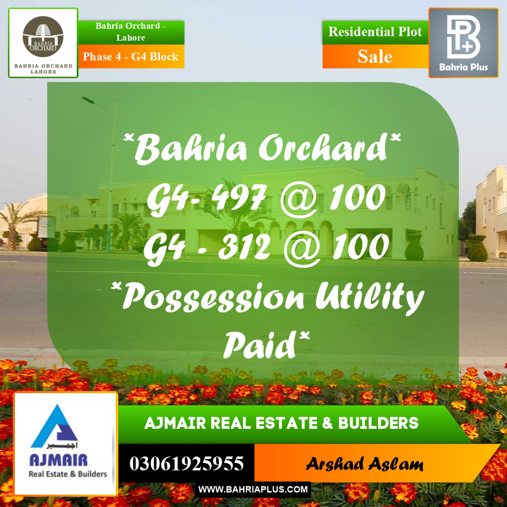 Residential Plot for Sale in Phase 4 - G4 Block -  Bahria Orchard, Lahore - (BP-225884)