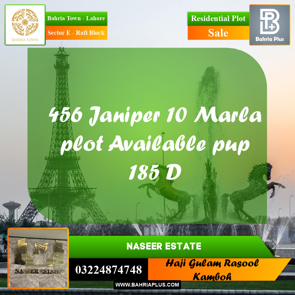 10 Marla Residential Plot for Sale in Sector E - Rafi Block -  Bahria Town, Lahore - (BP-225899)
