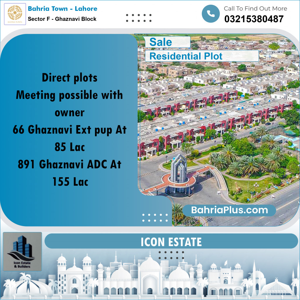 10 Marla Residential Plot for Sale in Sector F - Ghaznavi Block - Bahria Town, Lahore - (BP-225920)