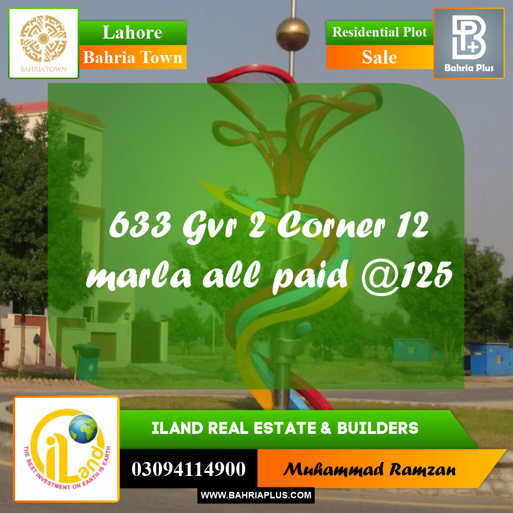 Residential Plot for Sale in Bahria Town, Lahore - (BP-225966)