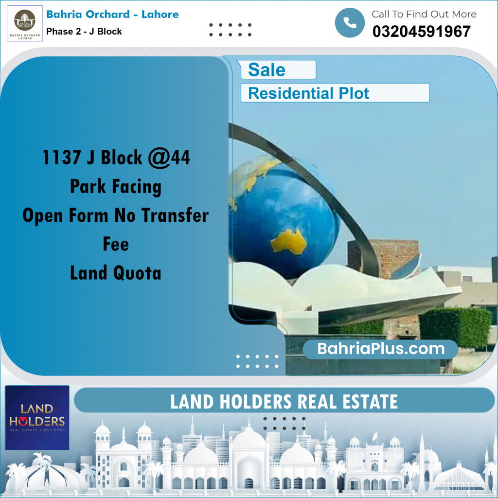 5 Marla Residential Plot for Sale in Phase 2 - J Block -  Bahria Orchard, Lahore - (BP-225972)