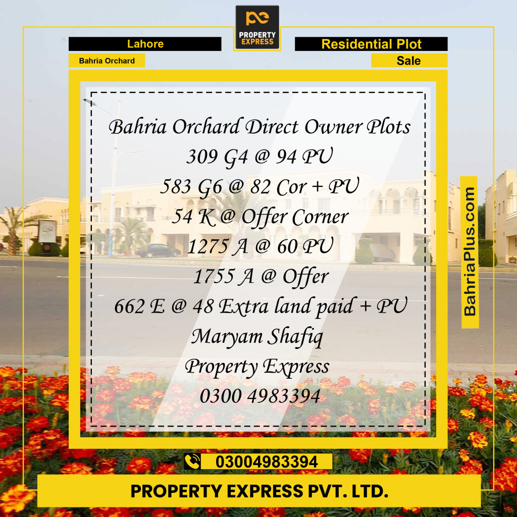 Residential Plot for Sale in Bahria Orchard, Lahore - (BP-225998)