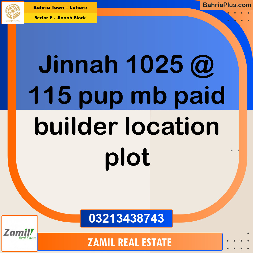 5 Marla Residential Plot for Sale in Sector E - Jinnah Block -  Bahria Town, Lahore - (BP-226003)