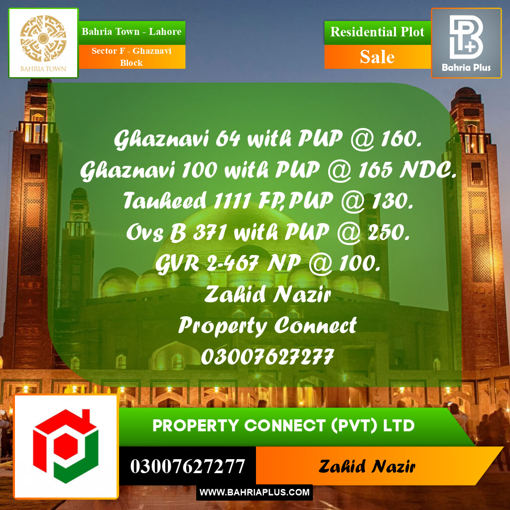 10 Marla Residential Plot for Sale in Sector F - Ghaznavi Block -  Bahria Town, Lahore - (BP-226011)