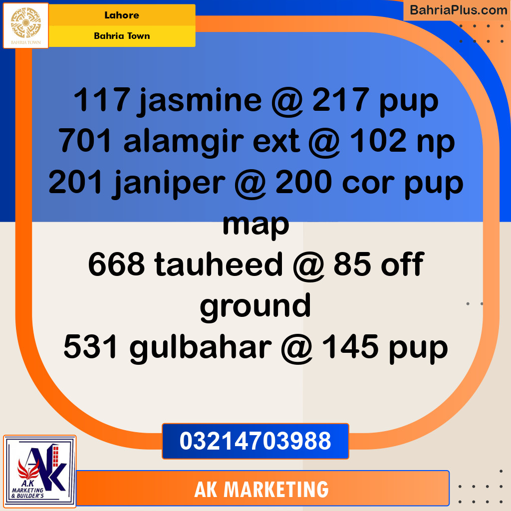 Residential Plot for Sale in Bahria Town, Lahore - (BP-226042)