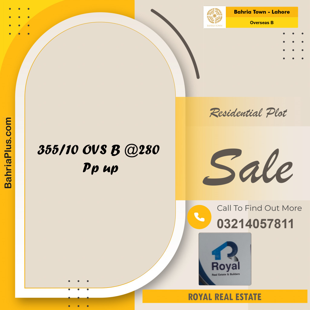 Residential Plot for Sale in Overseas B -  Bahria Town, Lahore - (BP-226053)