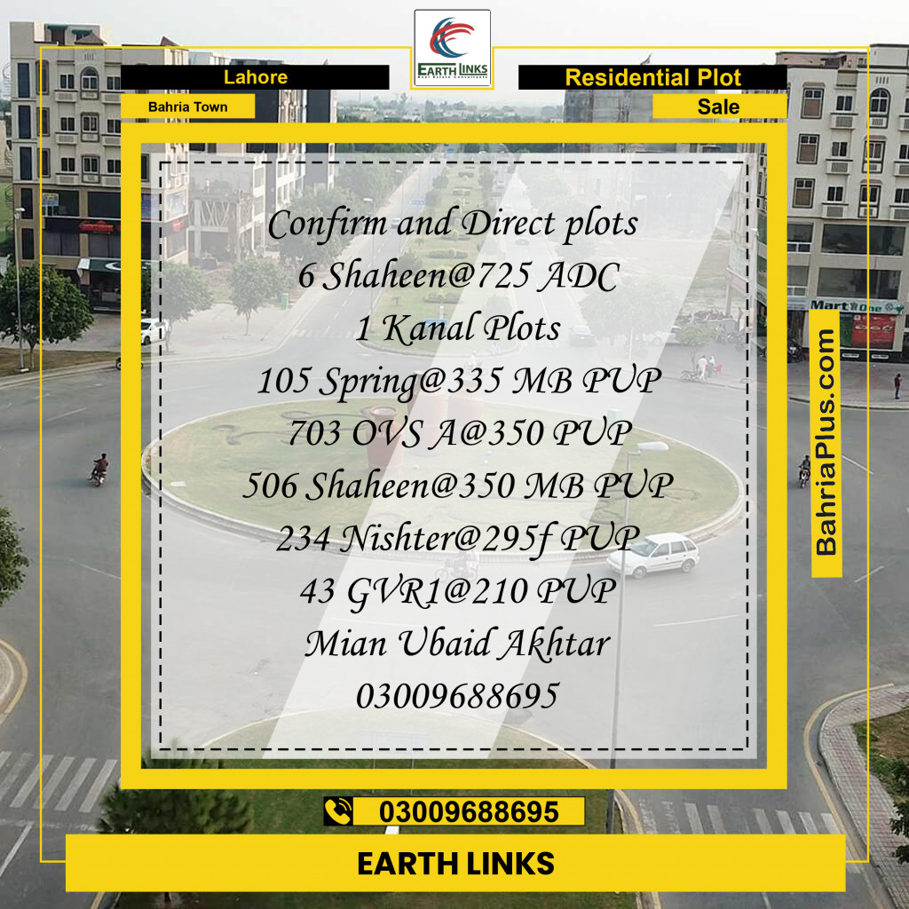 Residential Plot for Sale in Bahria Town, Lahore - (BP-226087)