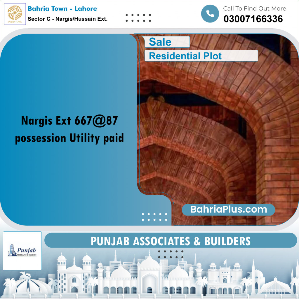 Residential Plot for Sale in Sector C - Nargis/Hussain Ext. -  Bahria Town, Lahore - (BP-226121)