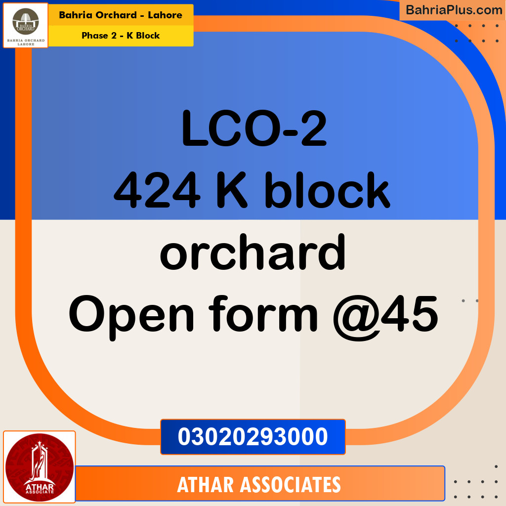 5 Marla Residential Plot for Sale in Phase 2 - K Block -  Bahria Orchard, Lahore - (BP-226128)