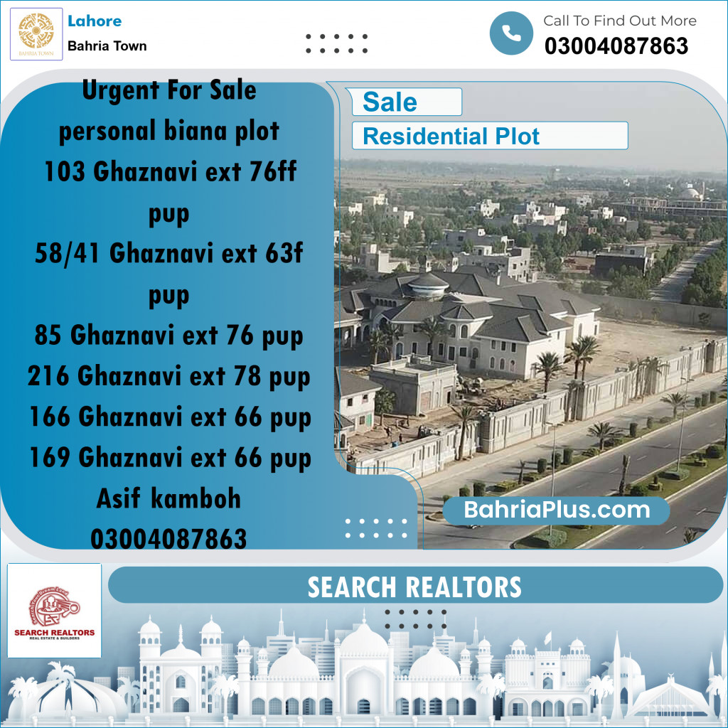 Residential Plot for Sale in Bahria Town, Lahore - (BP-226138)