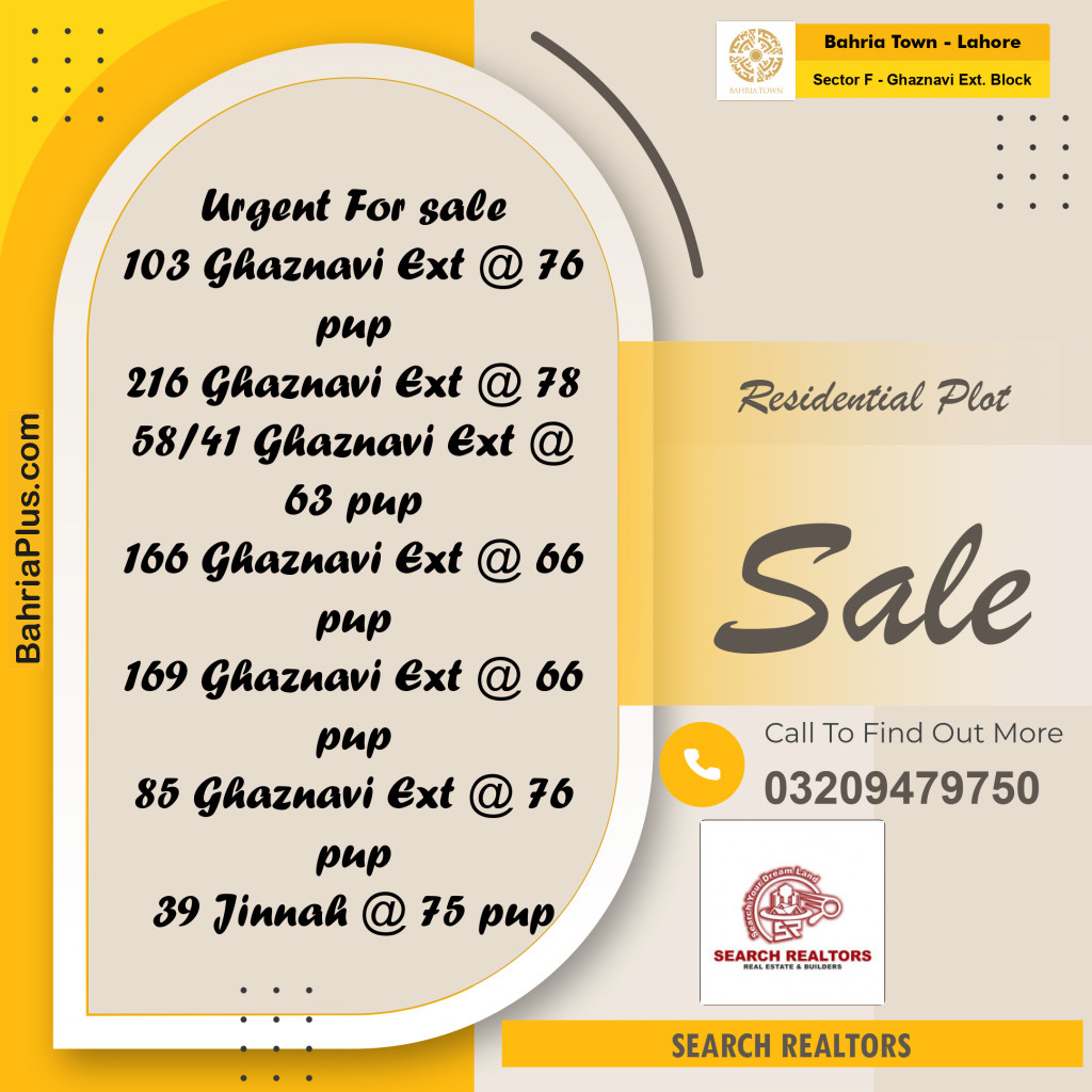 5 Marla Residential Plot for Sale in Sector F - Ghaznavi Ext. Block - Bahria Town, Lahore - (BP-226141)