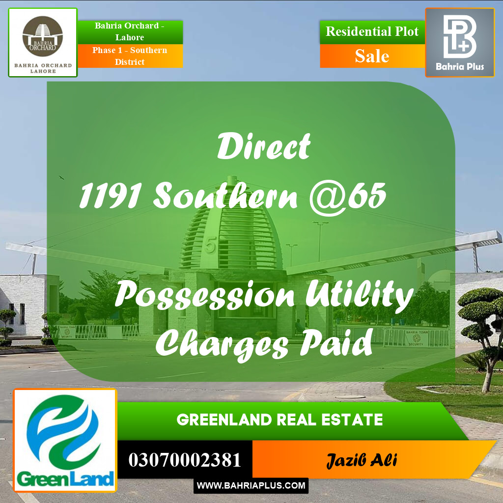 8 Marla Residential Plot for Sale in Phase 1 - Southern District -  Bahria Orchard, Lahore - (BP-226190)