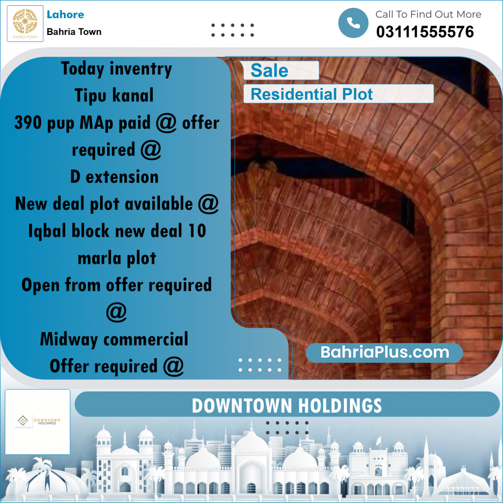 Residential Plot for Sale in Bahria Town, Lahore - (BP-226204)