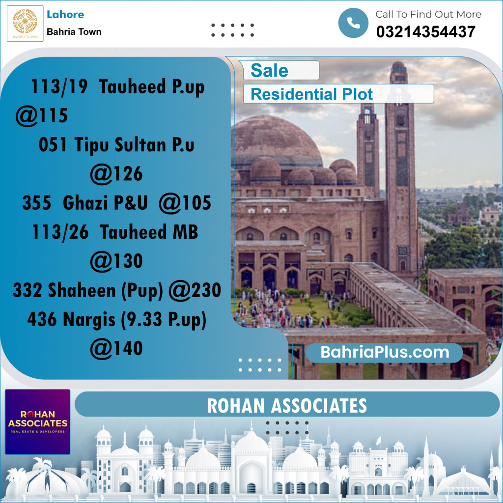 Residential Plot for Sale in Bahria Town, Lahore - (BP-226234)