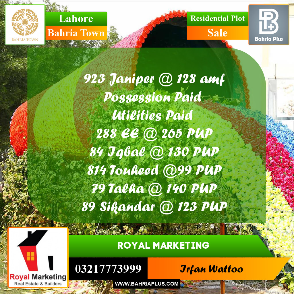 Residential Plot for Sale in Bahria Town, Lahore - (BP-226266)