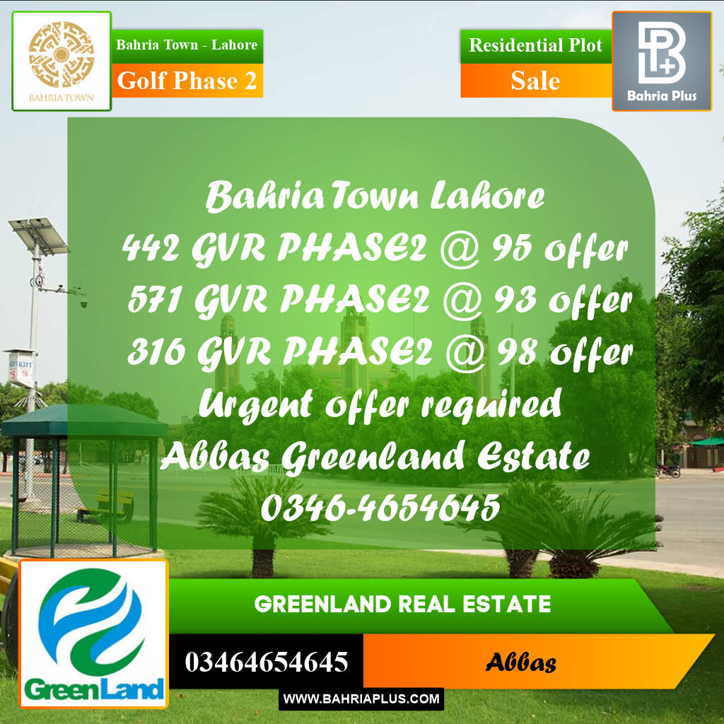 10 Marla Residential Plot for Sale in Golf Phase 2 -  Bahria Town, Lahore - (BP-226268)