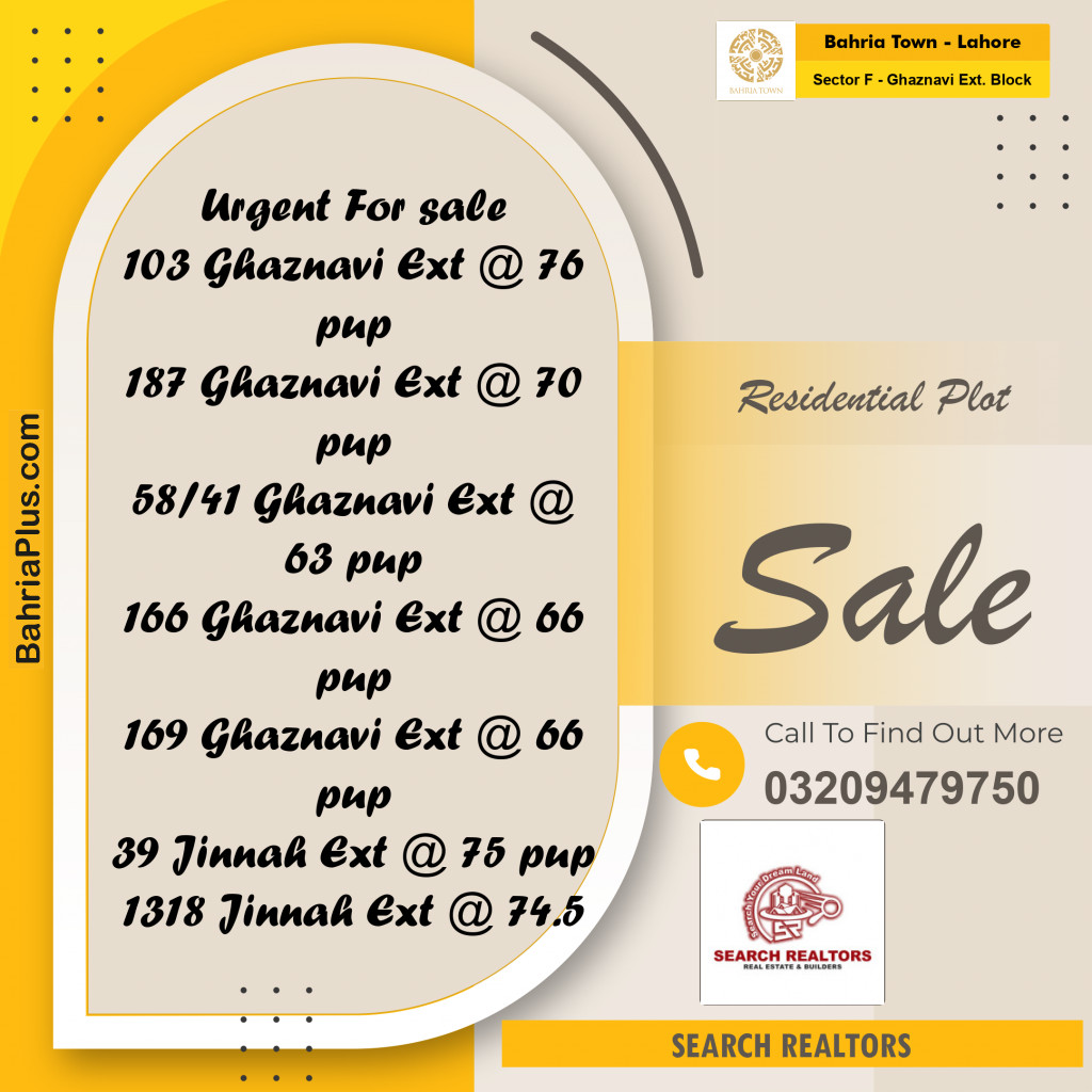 5 Marla Residential Plot for Sale in Sector F - Ghaznavi Ext. Block -  Bahria Town, Lahore - (BP-226299)