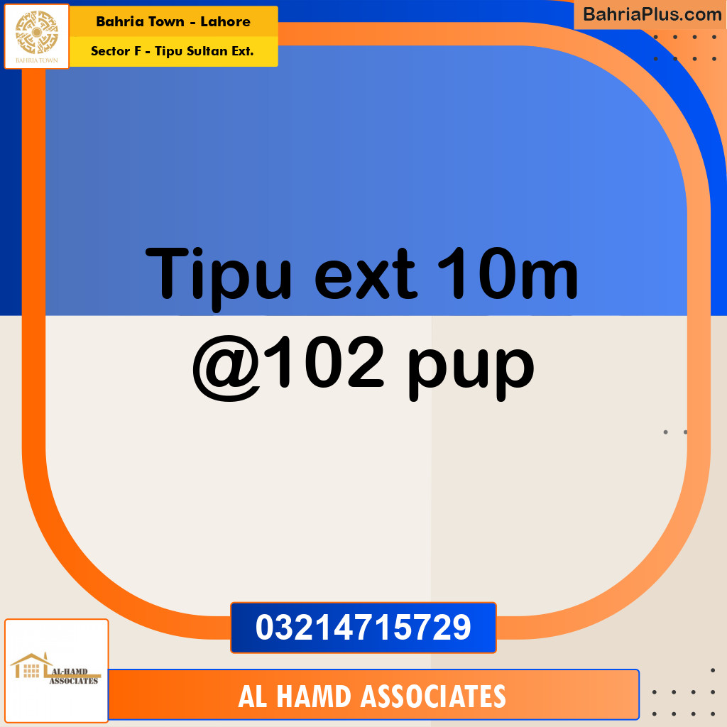 Residential Plot for Sale in Sector F - Tipu Sultan Ext. -  Bahria Town, Lahore - (BP-226316)