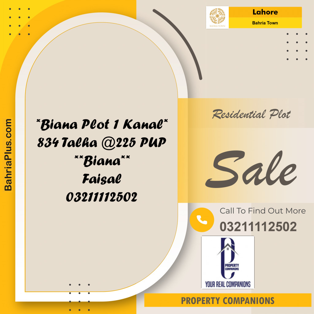 Residential Plot for Sale in Bahria Town, Lahore - (BP-226337)