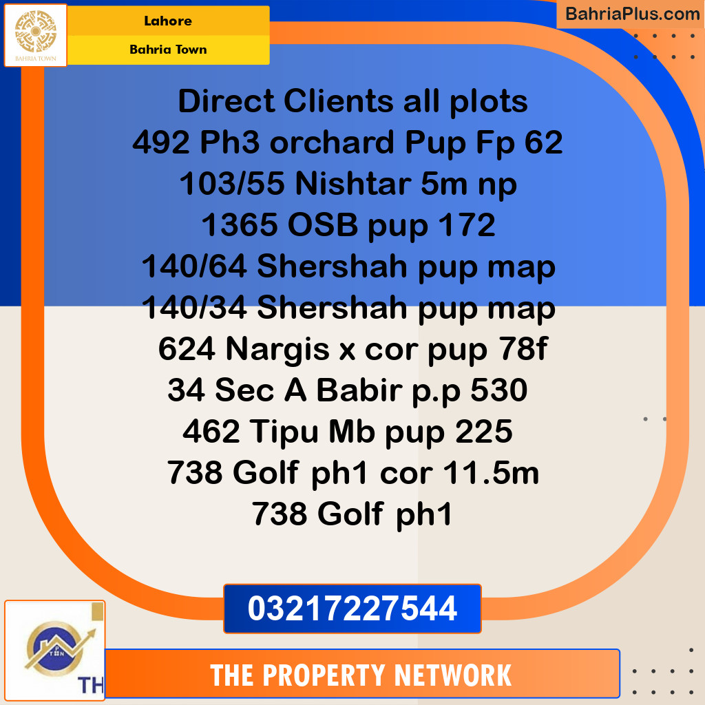 Residential Plot for Sale in Bahria Town, Lahore - (BP-226368)