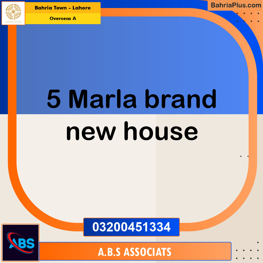 5 Marla Residential House for Sale in Overseas A - Bahria Town, Lahore - (BP-226382)