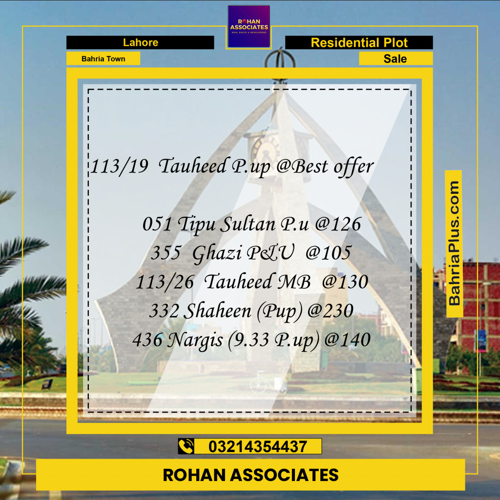 Residential Plot for Sale in Bahria Town, Lahore - (BP-226400)