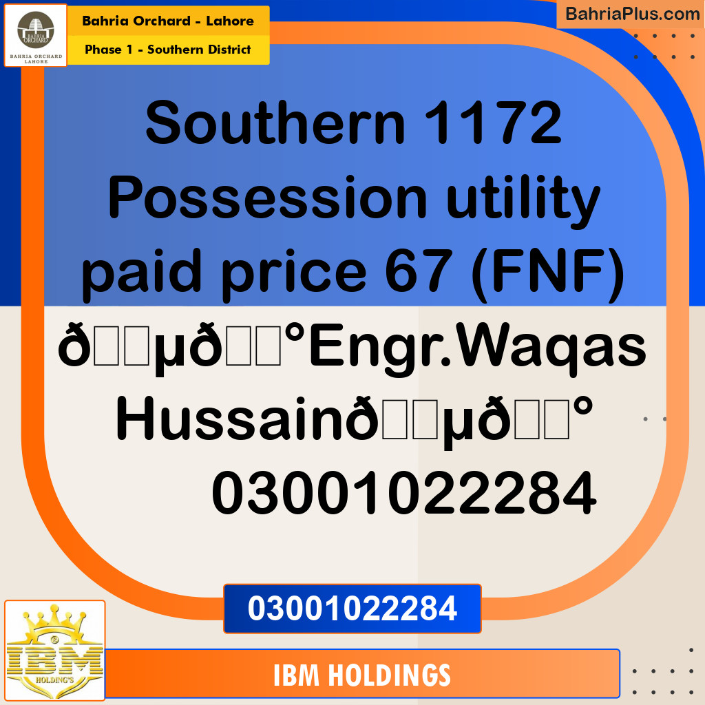 8 Marla Residential Plot for Sale in Phase 1 - Southern District -  Bahria Orchard, Lahore - (BP-226431)