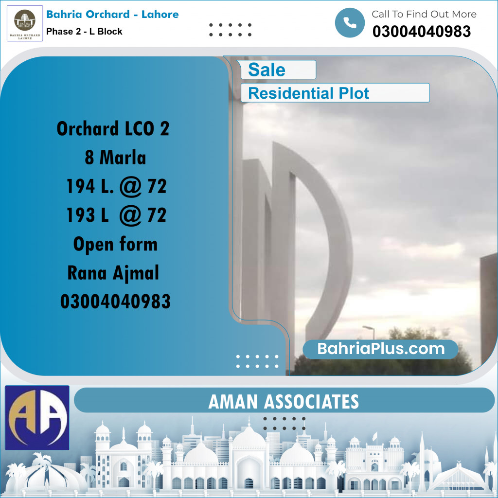 Residential Plot for Sale in Phase 2 - L Block -  Bahria Orchard, Lahore - (BP-226448)