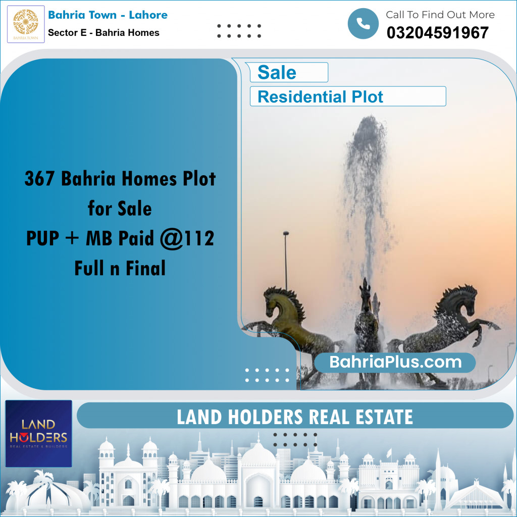 Residential Plot for Sale in Sector E - Bahria Homes -  Bahria Town, Lahore - (BP-226454)